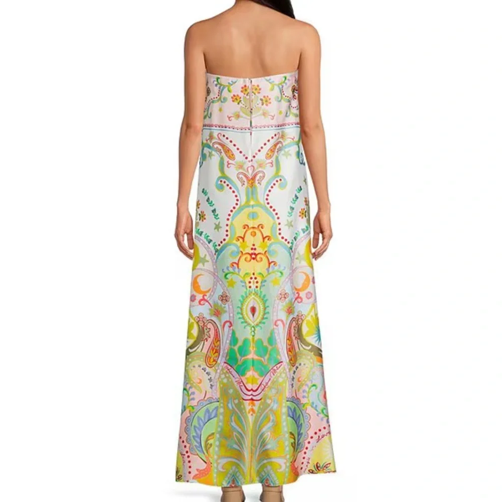 Antonio Melani Dress Sz 10 Lucia Printed Satin Strapless Maxi Vacation Summer - Picture 2 of 6